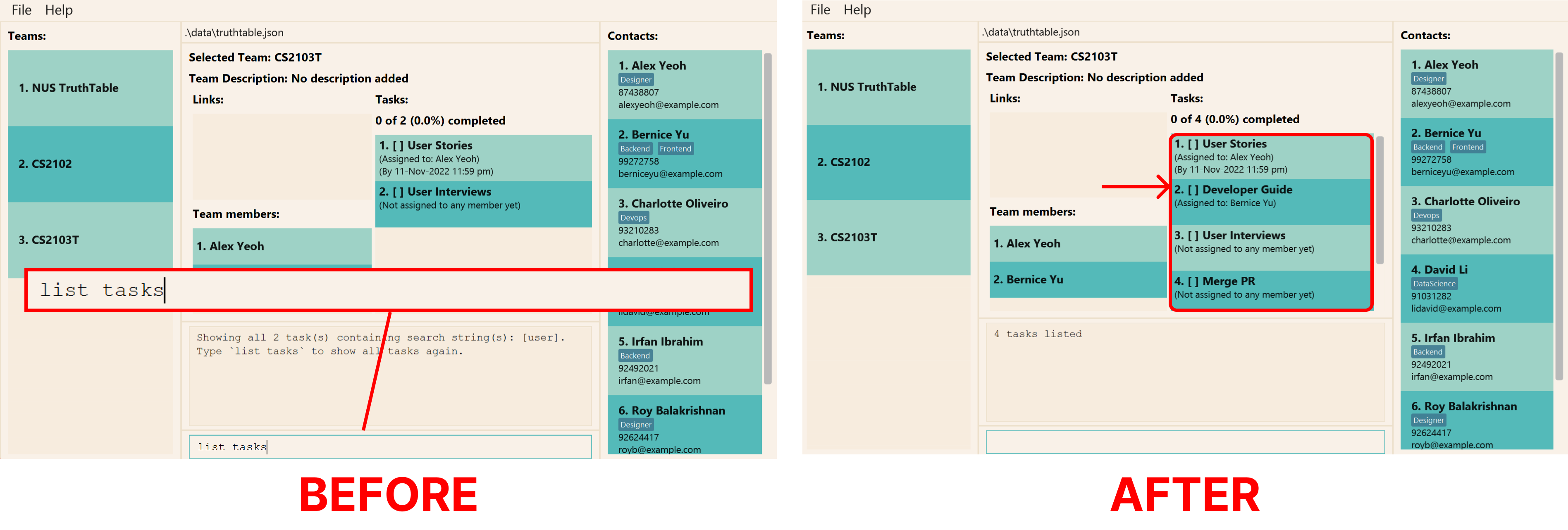 List Tasks Example