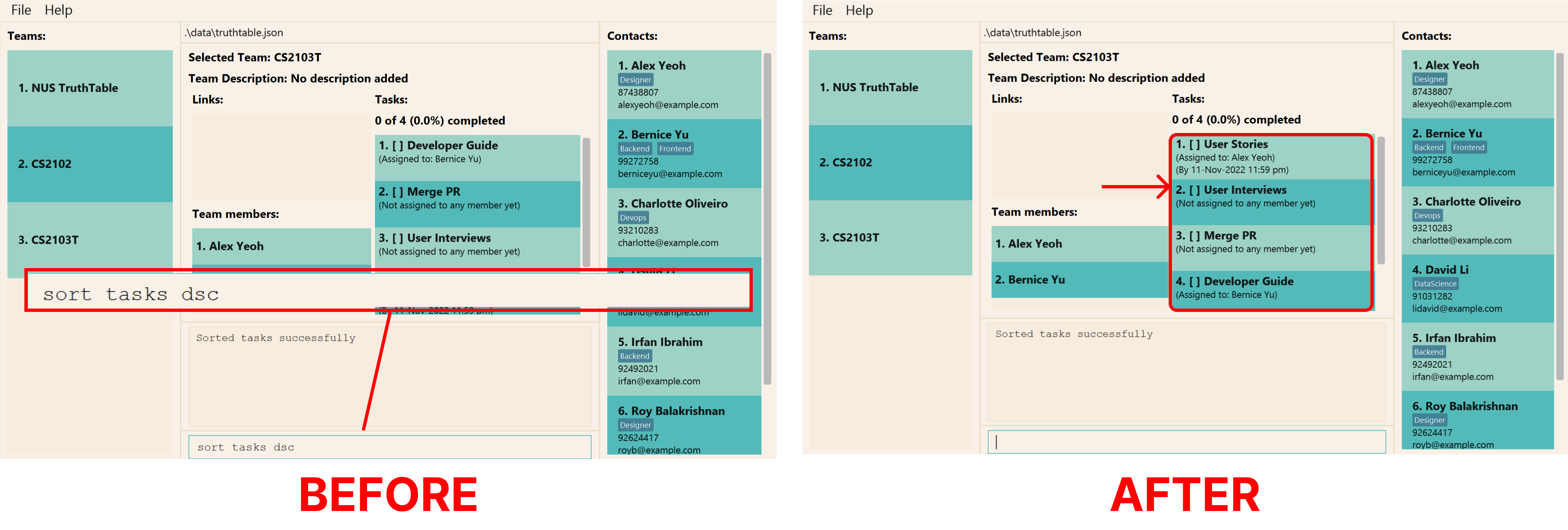 Sort Tasks Example